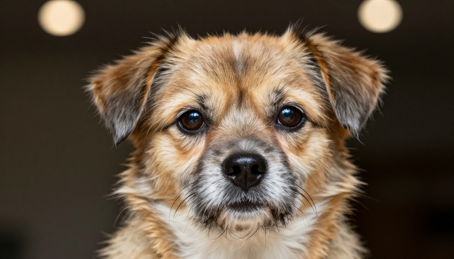 专注凝视：毛绒犬的高清特写肖像