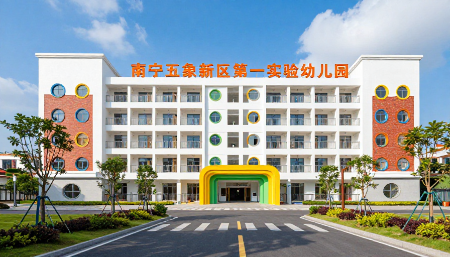 现代校园建筑与活力色彩:南宁幼儿园全景实拍