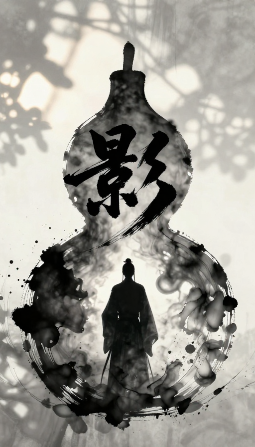 水墨狂草:道士影子电影海报艺术