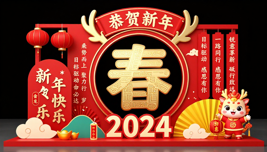 立体三维中国风新年美陈展台设计