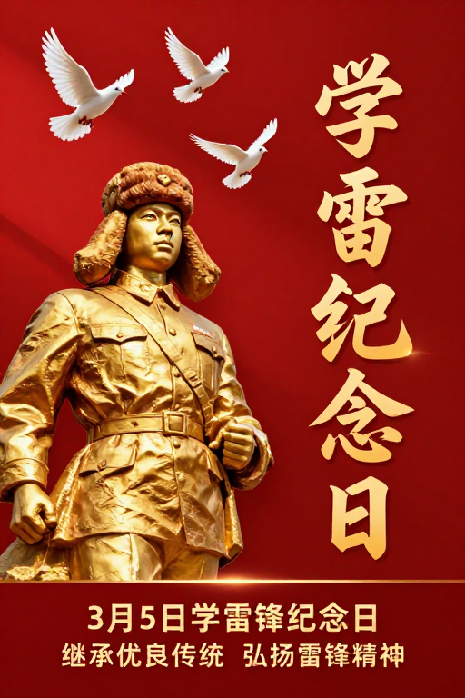 金色雷锋·红色致敬：学雷锋纪念日庄严海报