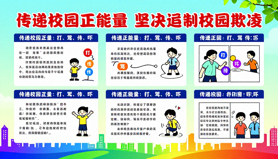 清新校园海报:传递正能量,抵制校园欺凌