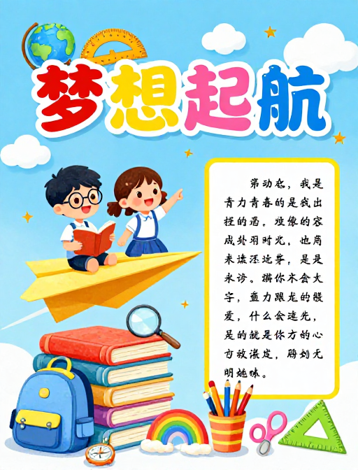 梦想启航:童趣校园励志插画
