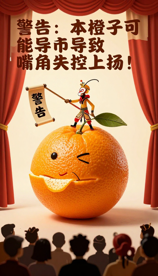 橙色孙悟空警示海报：3D趣味宣传图