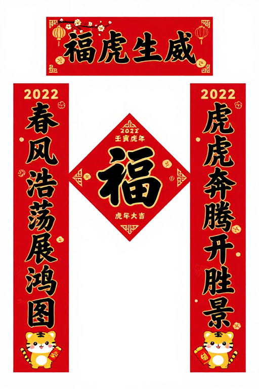 喜庆中国风春节对联福字组合设计