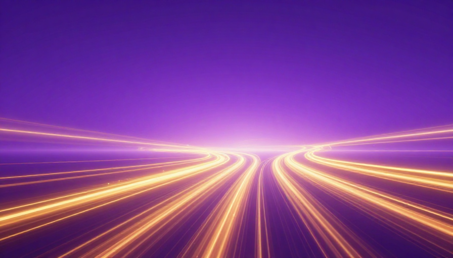 未来科技光轨背景:紫橙交织的抽象动感视觉