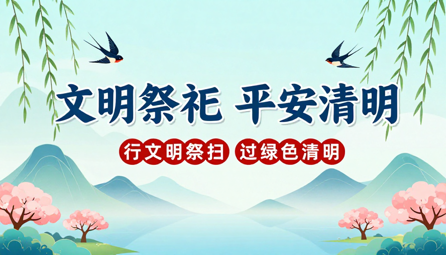 中国风清明海报：文明祭祀 平安过春