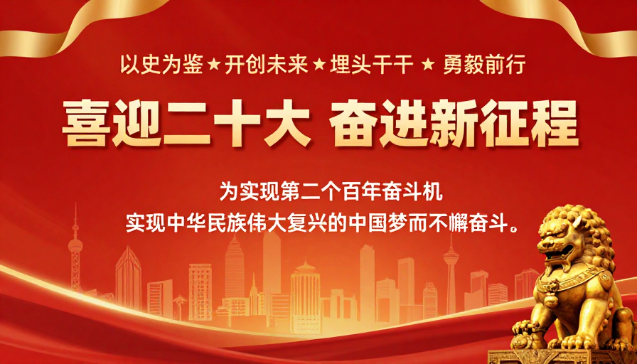 喜迎二十大：红色党政立体宣传海报