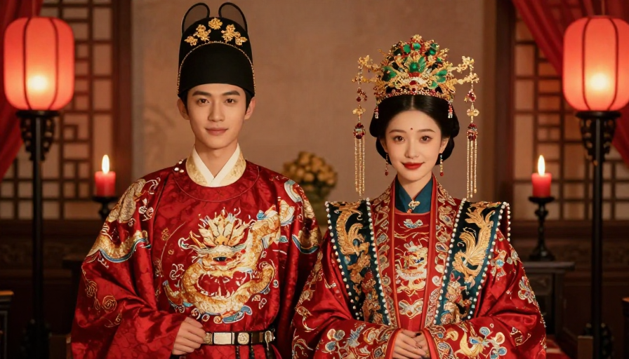 中式婚服浪漫写真:龙凤呈祥喜庆时刻