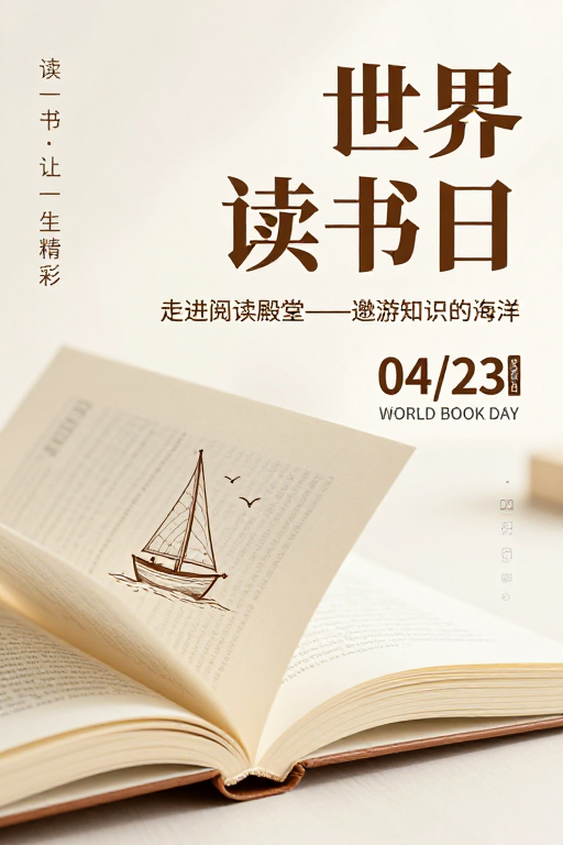 世界读书日温暖雅致书香主题海报