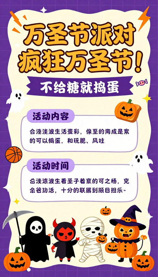 活力万圣节派对插画宣传海报