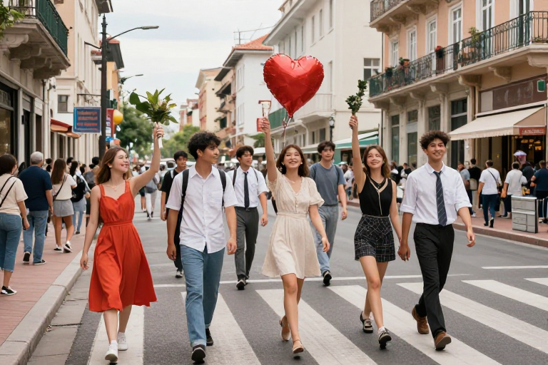 浪漫都市夜色：光影交织的城市巡游