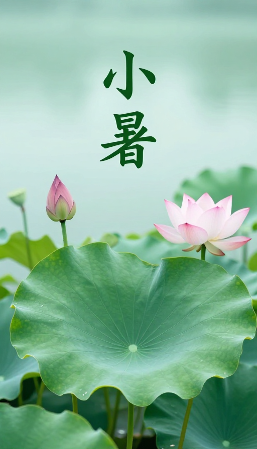 小暑清凉：翠绿荷叶荷花生态摄影