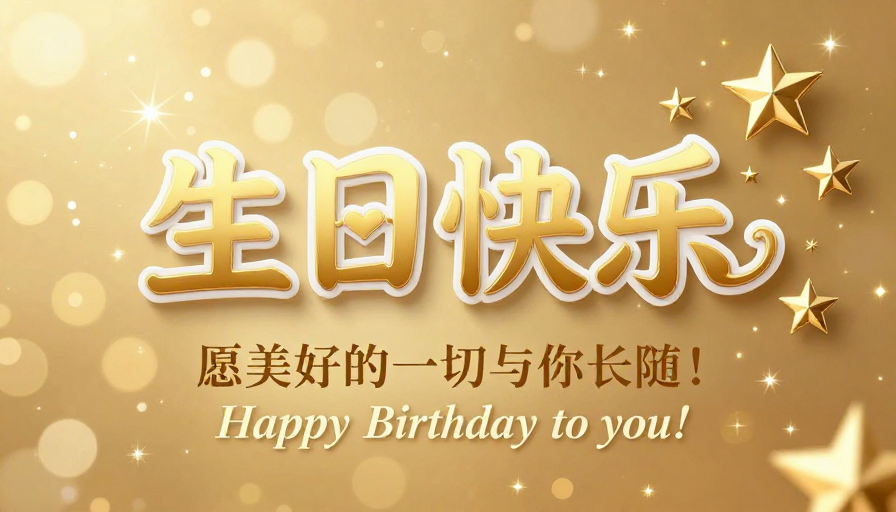 金色璀璨:梦幻生日祝福卡片