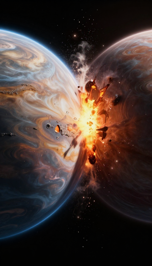 双星碰撞震撼瞬间：超写实3D 8K 高清