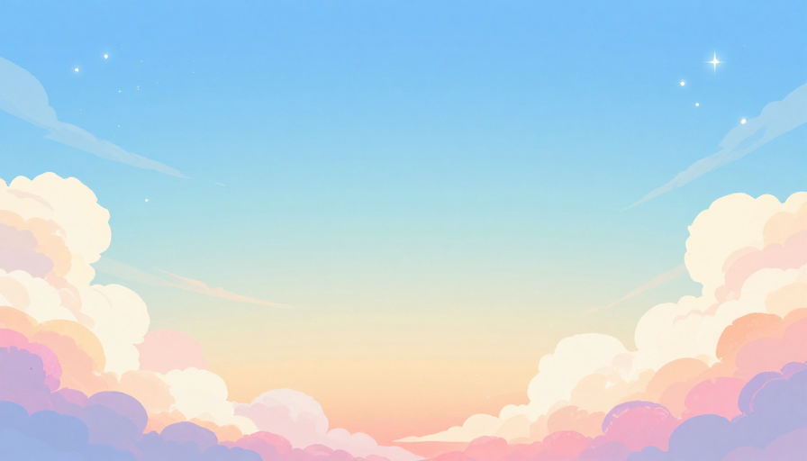 梦幻天空渐变背景：清新治愈扁平插画风