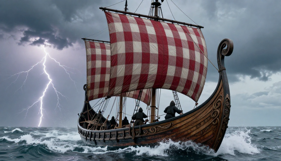 维京长船劈波斩浪，驾驭风暴的史诗征程