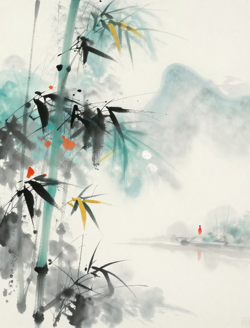 水墨晨曦·竹林烟云