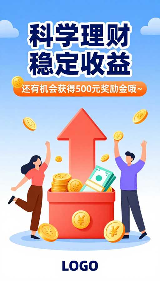 科学理财稳定收益 清新插画金融宣传图