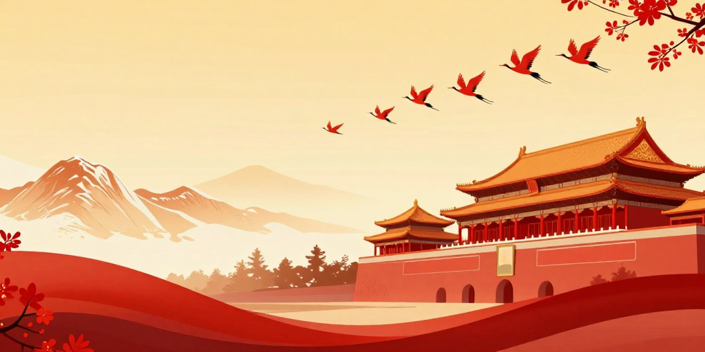 祥瑞庄严的中国风宫廷插画背景