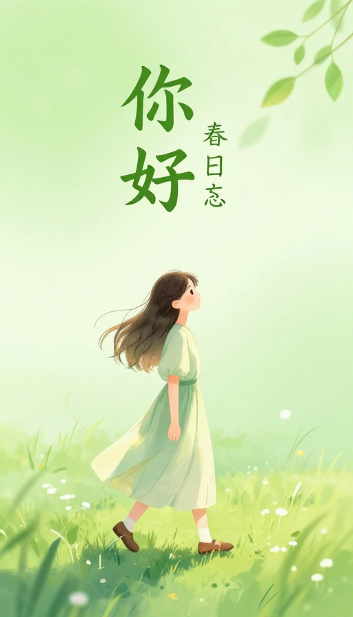 春日晨光治愈插画：你好早安