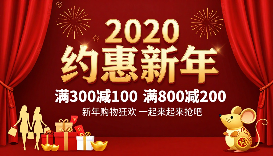 2020新春促销海报:满额立减狂欢购
