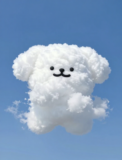 天空云朵化身可爱的小狗插画