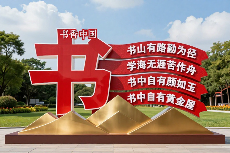 红色‘书’字文化景观装置艺术实景展示