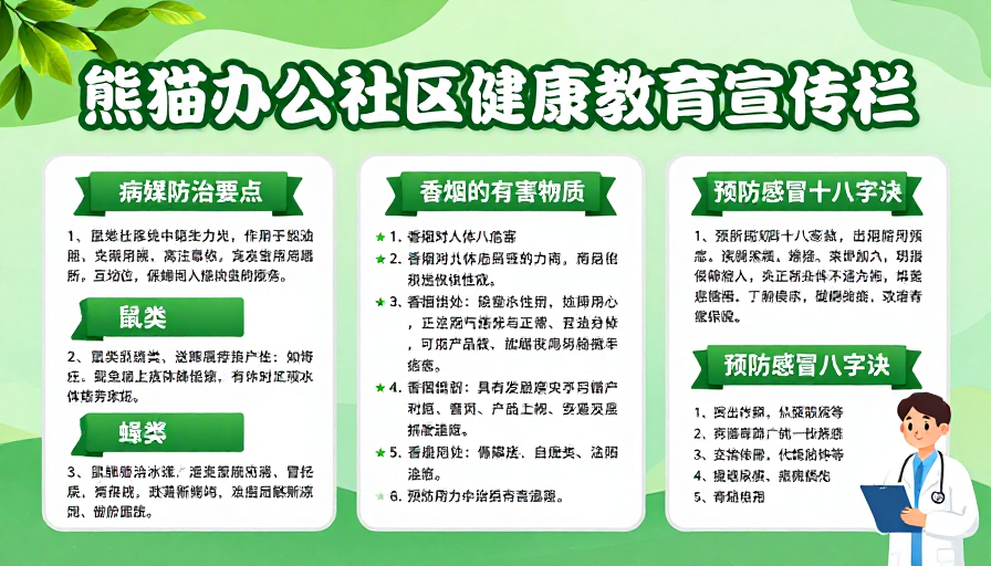 熊猫办公健康社区宣教：生态风格病媒与感冒预防