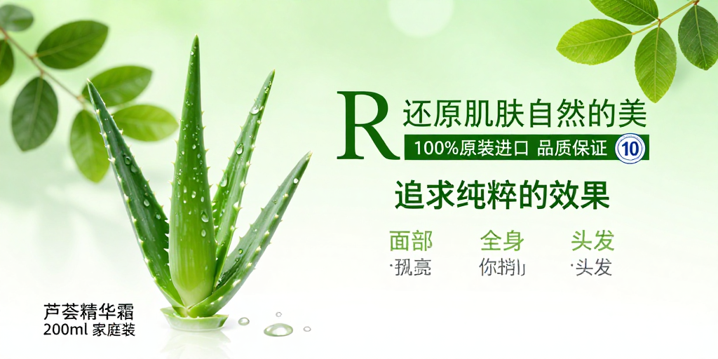 清新自然芦荟精华广告背景图
