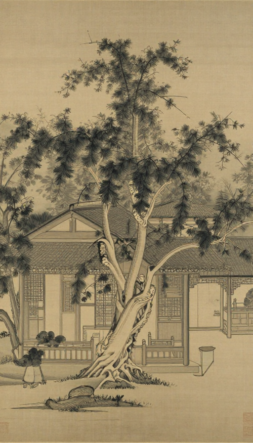 禅意留白：国画风静明镜无树台