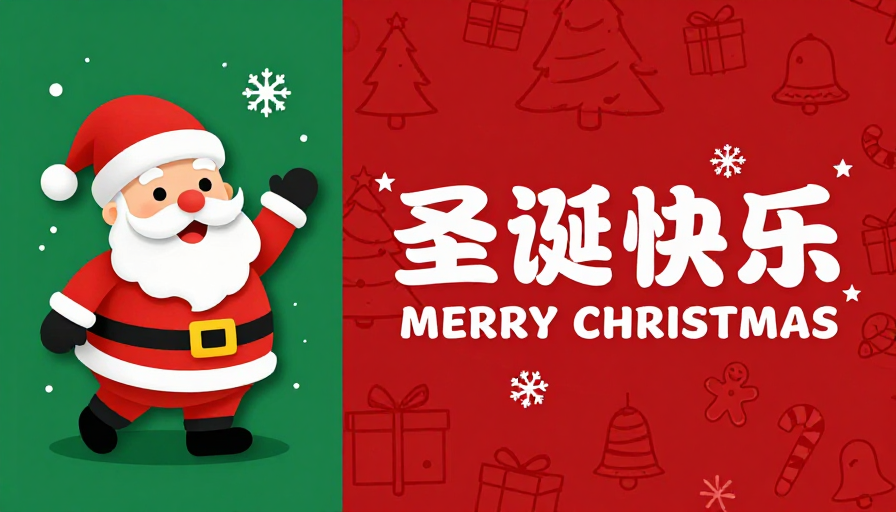 圣诞欢乐海报:立体纸艺与线描元素融合