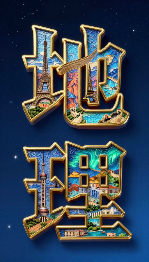 地理风华·世界地标艺术字