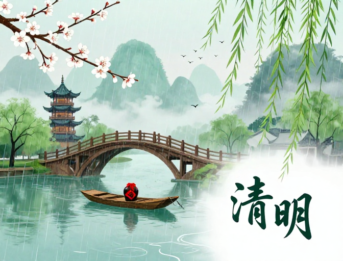 清明烟雨江南画卷