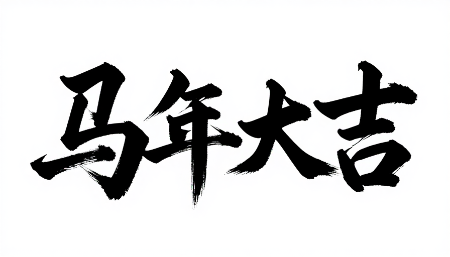 马年大吉粗犷毛笔书法艺术字新春祝福