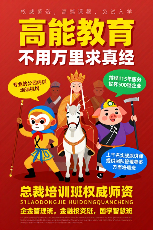 高能教育总裁培训班权威师资插画海报