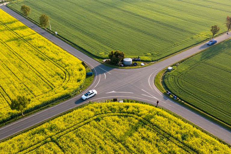晨曦田园公路:高饱和乡村风光摄影