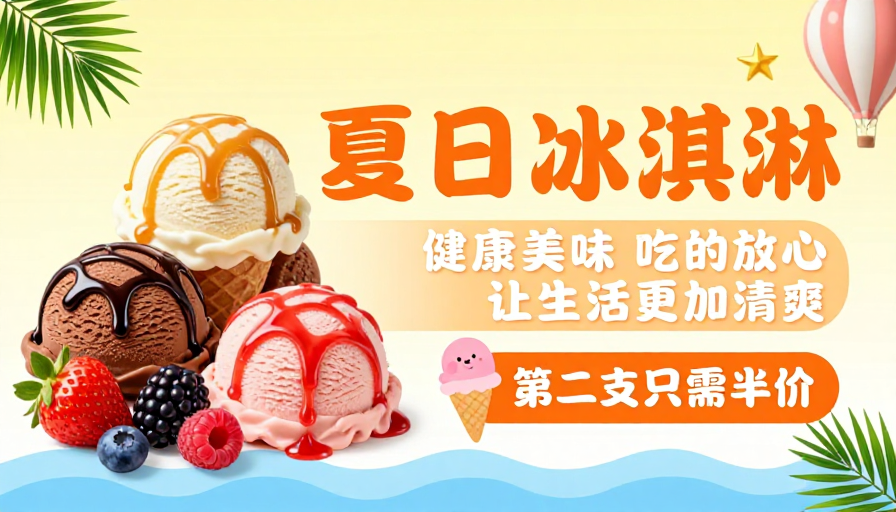 清凉夏日美味冰淇淋海报