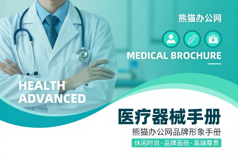 医疗手册封面设计:蓝绿科技风专业宣传图