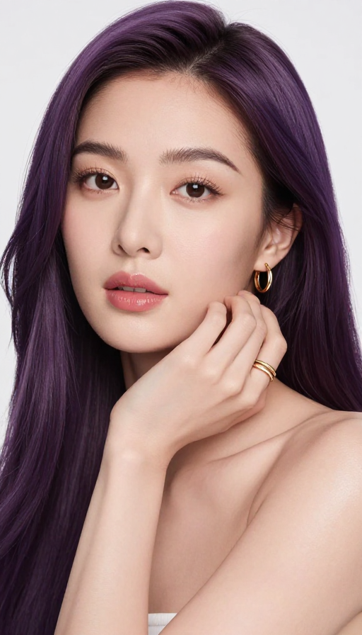 亚洲女性柔光肖像:精致妆容与时尚珠宝