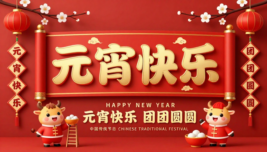 元宵佳节红色中国风立体金雕海报设计