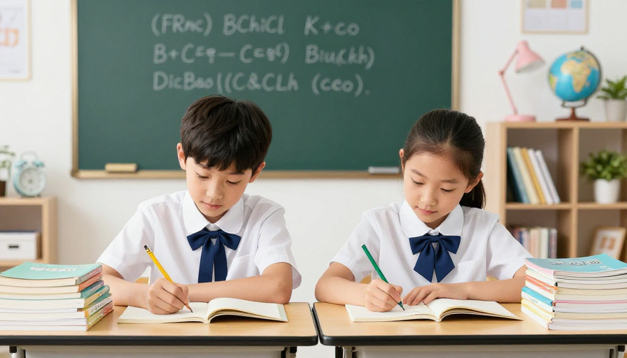 专注学习时刻:校服少年书写课堂场景实拍