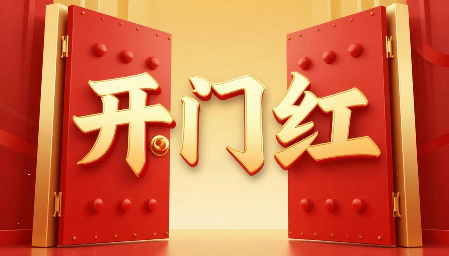 春节开门红大门插画喜庆设计