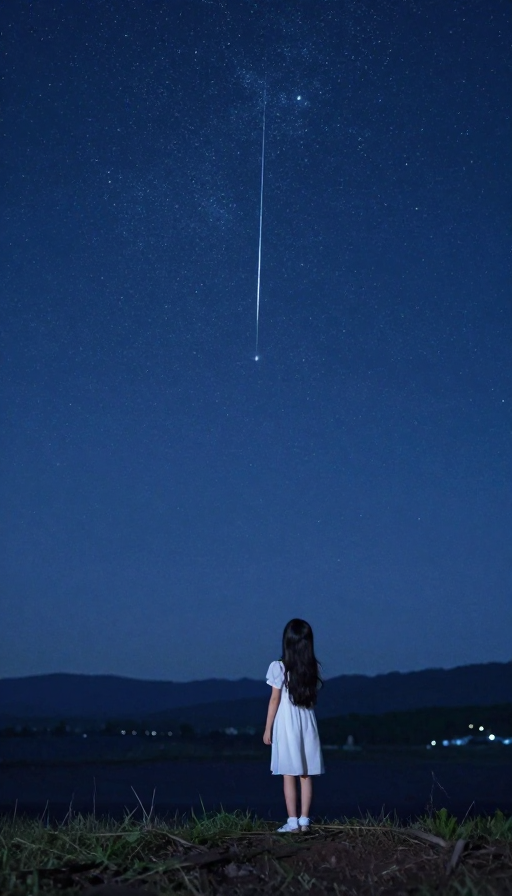 星空下的中国女孩:流星见证浪漫希望