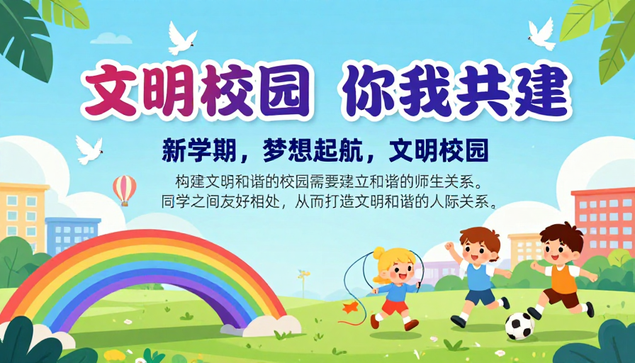 童真活力校园文明共建宣传海报