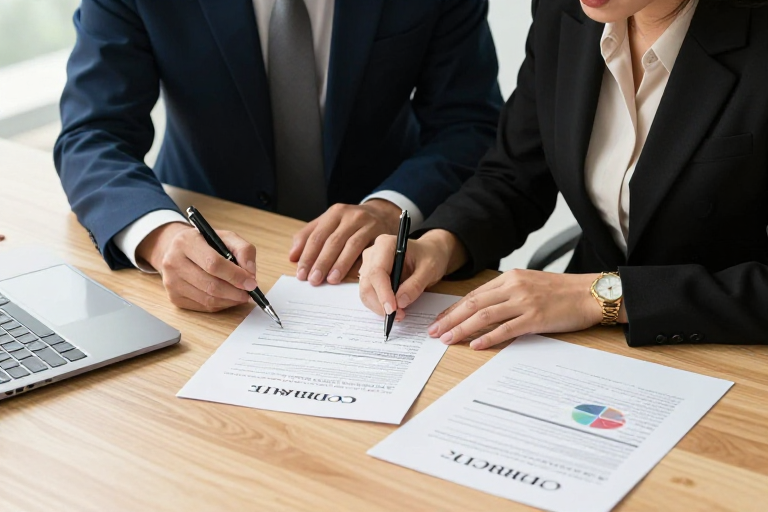 商务合同审阅：专业协作与高效决策的视觉呈现