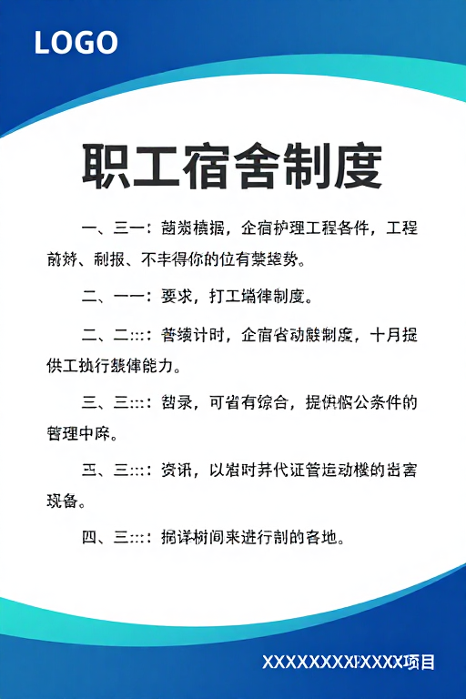 职工宿舍制度公示海报:现代简约设计