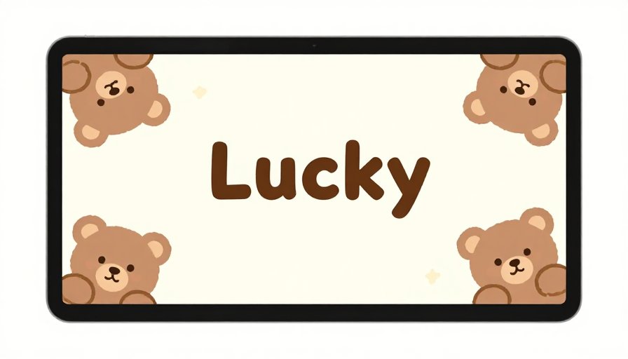 小熊环绕 Lucky 文字治愈风电脑壁纸