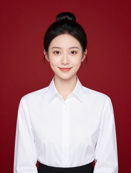 红底商务女性肖像：专业人像摄影