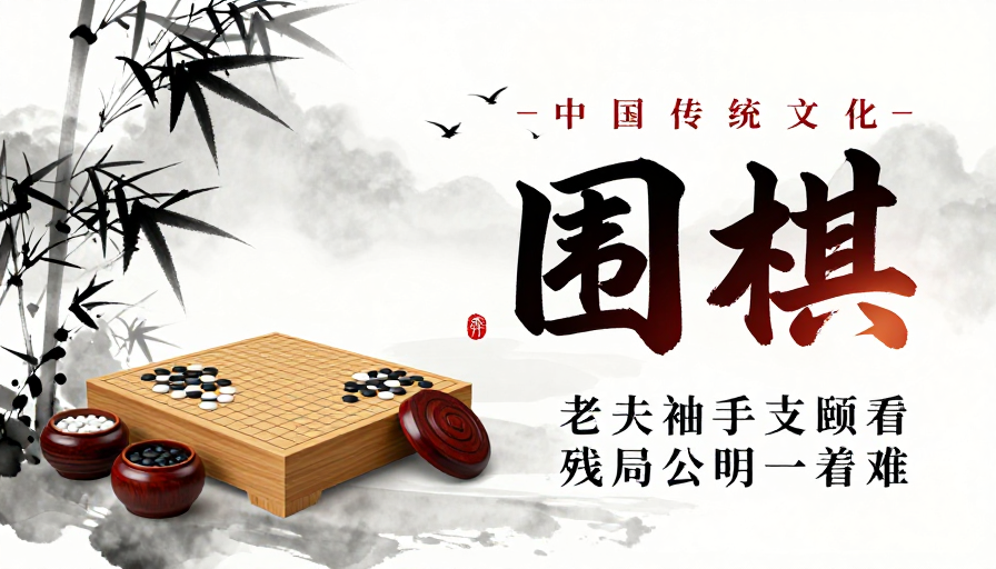 水墨禅韵：中国围棋文化宣传海报
